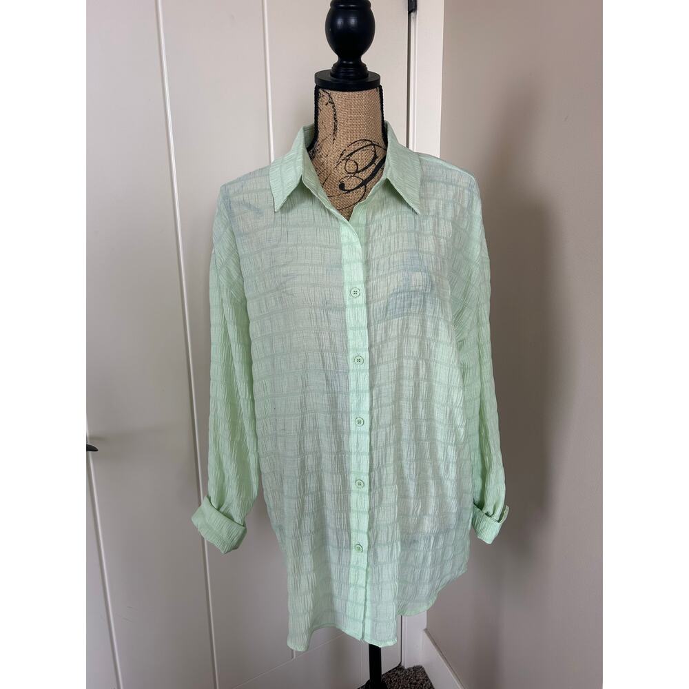Skylar Rose Lime Green Long Sleeve Button Up Shirt Size S - Picture 4 of 7